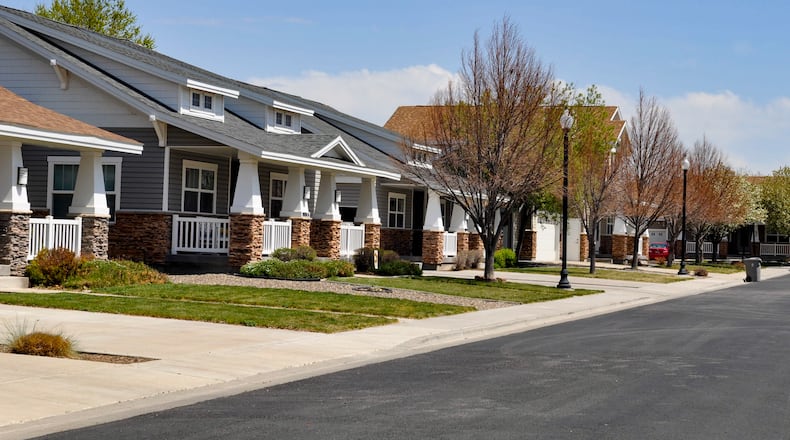 In this photo provided by the U.S. Air Force, housing for service members is pictured at Mountain Home Air Force Base, April 28, 2022. (1st Lt. Daniel Barnhorst/U.S. Air Force via AP)