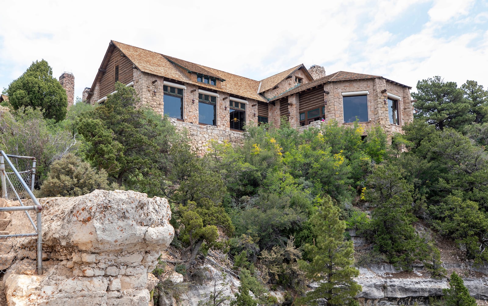 The historic Grand Canyon Lodge on the Grand Canyon's North Rim in Arizona is seen on July 12, 2021. (Steve Marcus/Las Vegas Sun via AP)