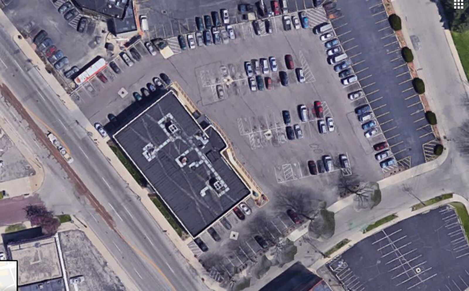 Satellite view of Greater Dayton Premier Management parking lot on Wayne Ave. just south of Dublin Pub.