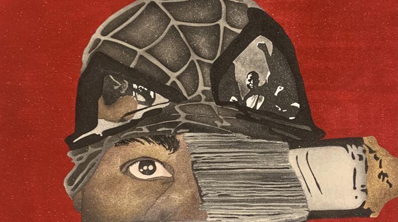Derrick Carter’s “Art of Vigilante” is among the 85 pieces by 45 artists in “Black Heritage Through Visual Rhythms.” The African American Artists Guild’s annual juried exhibition is on display at Dayton Art Institute February 24 through May 22.