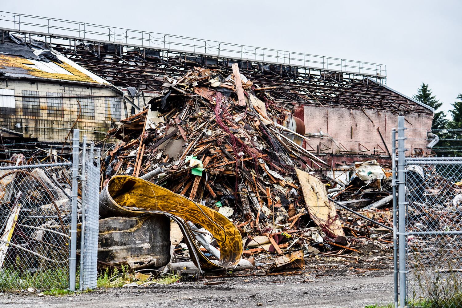 Demolition continues at former Franklin Boxboard building