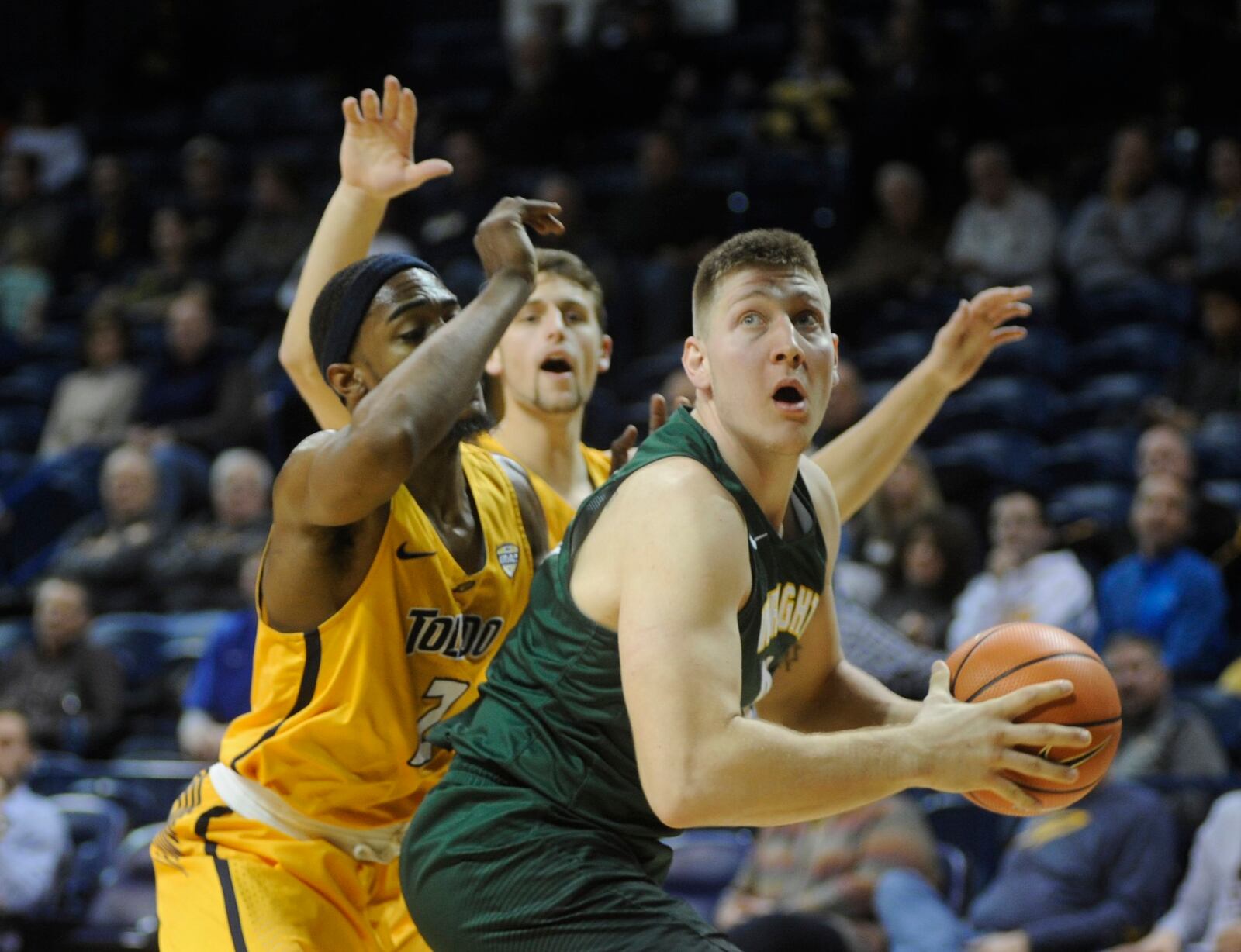 WSU’s Loudon Love works underneath. Wright State defeated host Toledo 77-69 in a men’s college basketball game on Sat., Dec. 16, 2017. MARC PENDLETON / STAFF