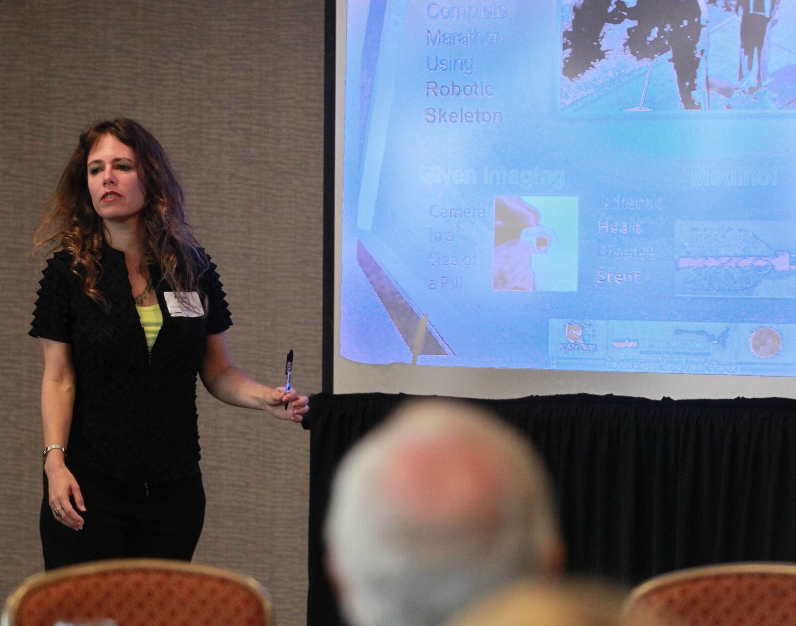 Hadas Bar-Or Dayton Region-Israel Trade Alliance Representative speaks to the Dayton Region Manufacturers Association gathering at the Crowne Plaza in 2014. Bar-Or presented local strategies and opportunities, as well as information about funding opportunities for business-to-business collaboration with Israeli companies. 
