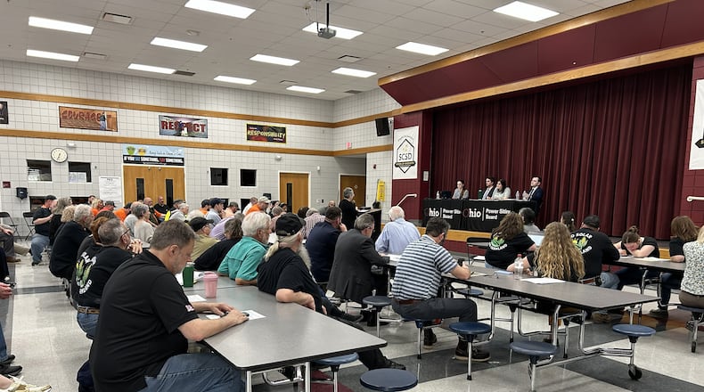 The Ohio Power Siting Board held a local public hearing March 26, 2026, regarding Sloopy Solar Energy, LLC’s proposal to construct a 180-megawatt solar-powered electric generation facility in Clark County. BROOKE SPURLOCK / CONTRIBUTED