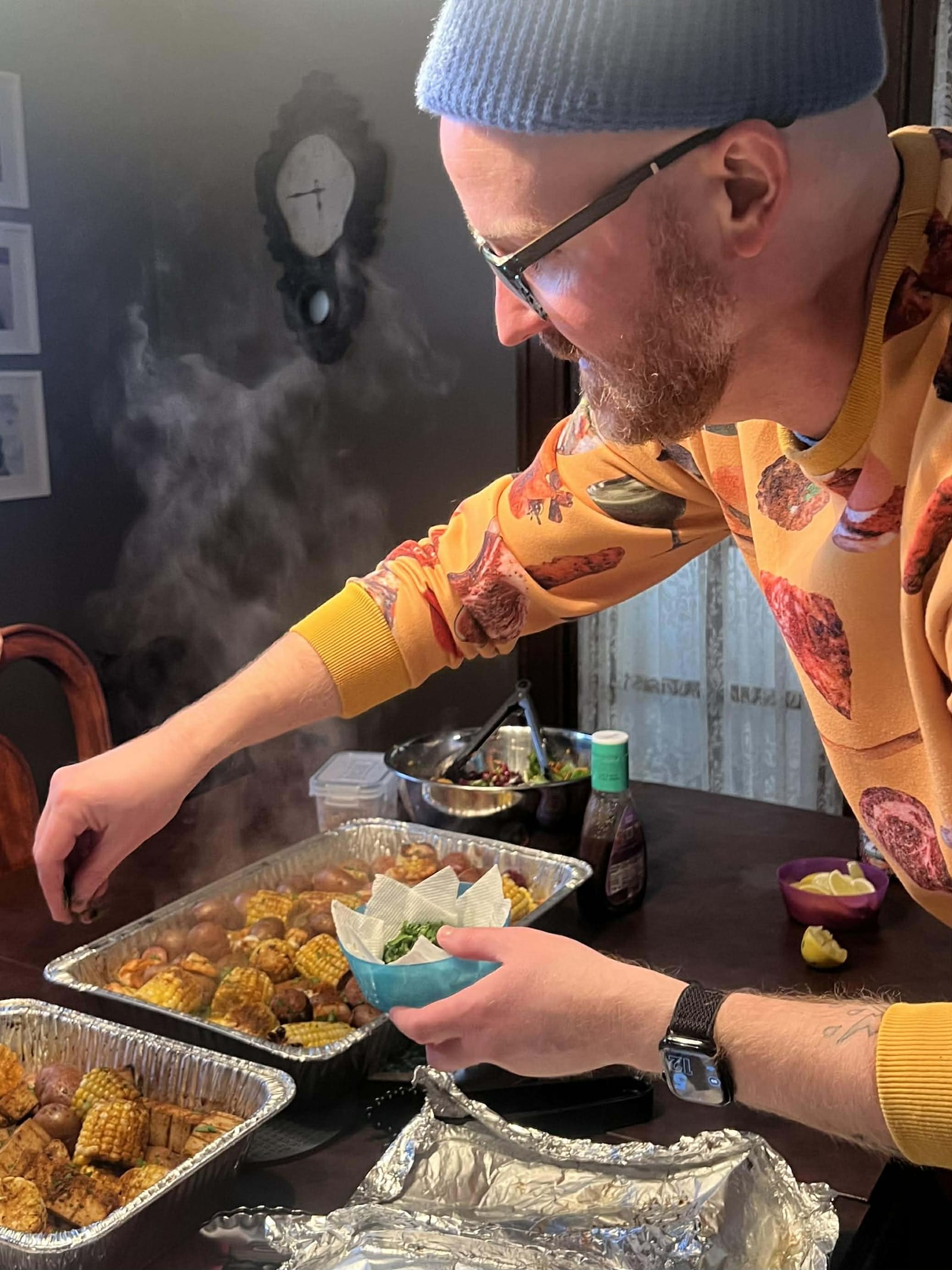 Casey Sears says a seafood boil may sound intimidating and messy, but he makes it with just foil and a heat source, ignoring the the boil part and instead using steam. CONTRIBUTED