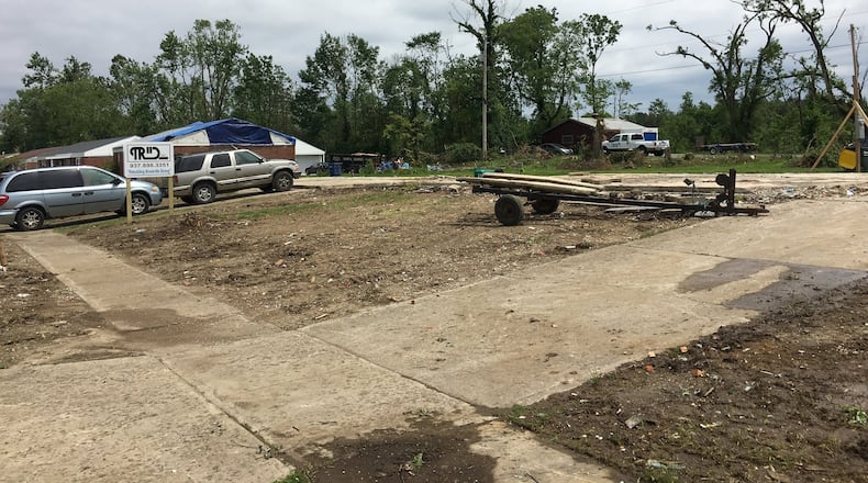 A concrete slab is all that remains of Kevin and Gloria Pennington’s home at 175 Brookmoor Drive in Brookville. The home was torn down after being demolished in the Memorial Day tornado on May 27. STAFF PHOTO/Lynn Hulsey