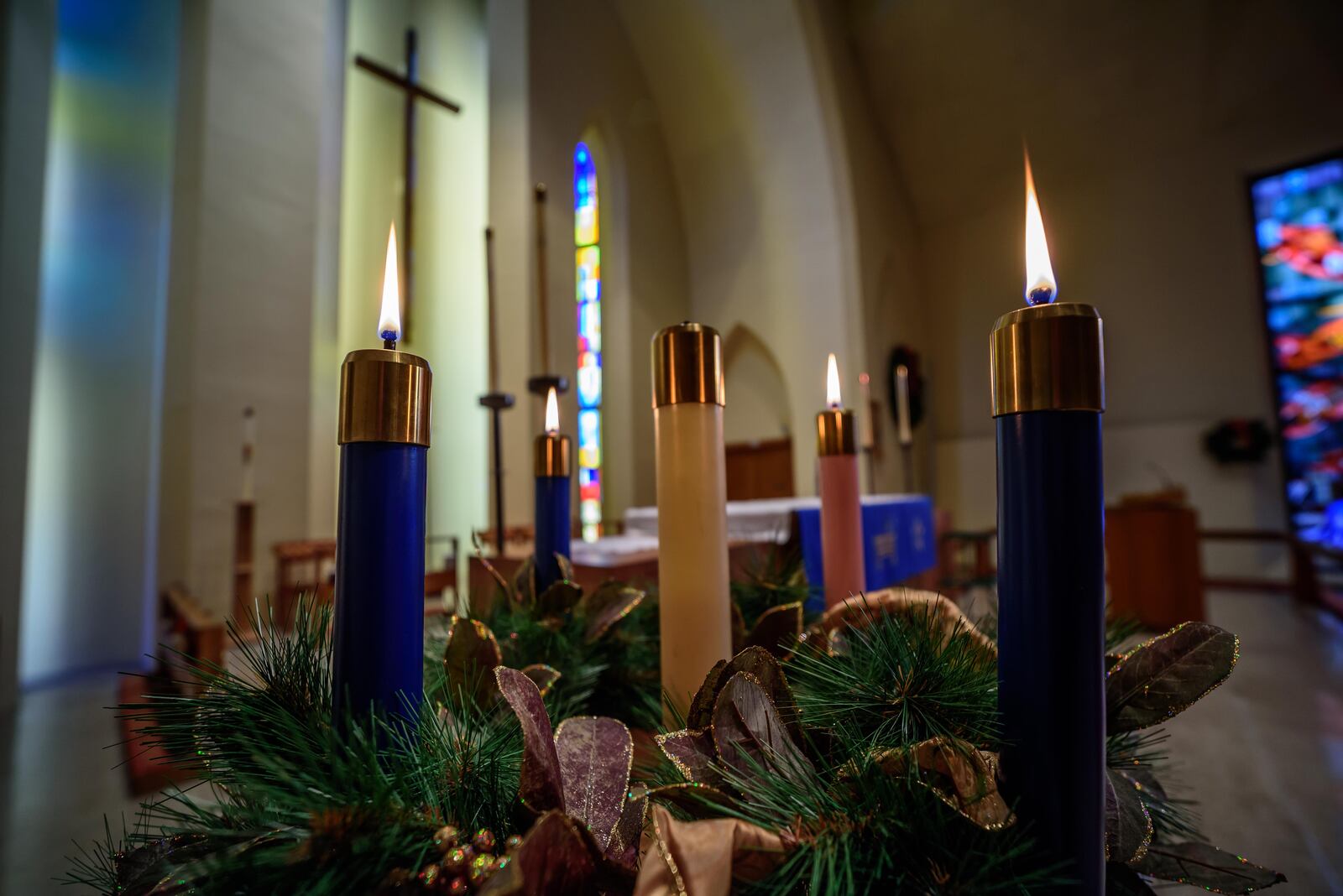 Christ Episcopal Church, located at 20 W. First St. in downtown Dayton and home of The Waffle Shop fundraiser which celebrated its 90th anniversary, was built in 1871 and is currently decorated for the Christmas season. TOM GILLIAM / CONTRIBUTING PHOTOGRAPHER