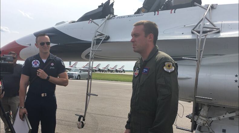Xenia firefighter Benjamin “Levi” Dalton reached 9.1 G’s on his flight with the U.S. Air Force Thunderbirds. STAFF