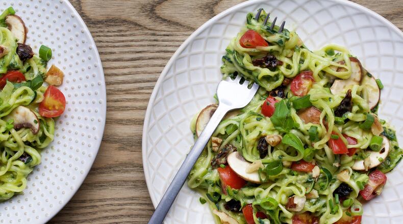 Creamy Zucchini Noodle Salad. Photo for The Washington Post by Deb Lindsey. Food styling for The Washington Post by Amanda Soto.