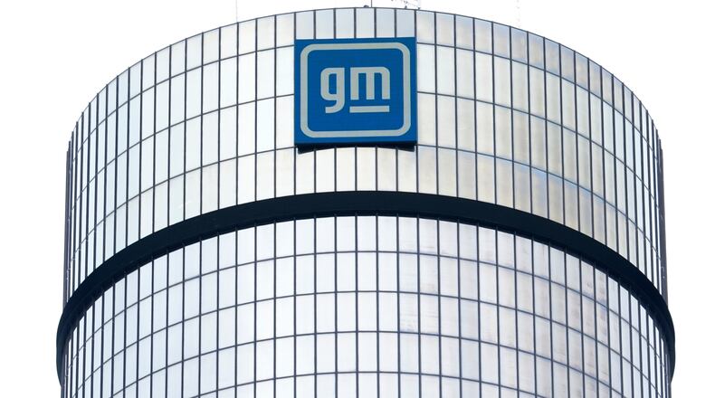FILE - The General Motors logo is seen at its headquarters in Detroit on April 24, 2024. (AP Photo/Paul Sancya, File)