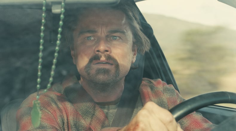 This image released by Warner Bros. Pictures shows Leonardo DiCaprio in a scene from "One Battle After Another." (Warner Bros. Pictures via AP)