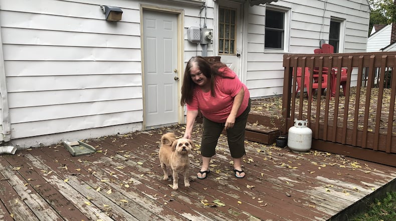 Last week, Sandy DeHaven’s 8-year-old dog Butterscotch got blasted by a skunk while in the backyard of her home in Eastern Hills. This was the second time Butterscotch has been sprayed by a skunk in the last year. CORNELIUS FROLIK / STAFF