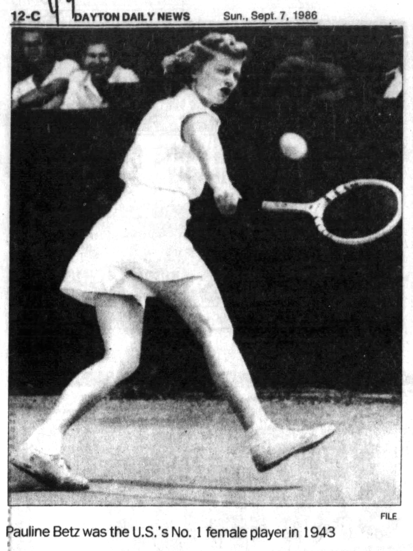 Pauline Betz Addie was the U.S. No.1 female player in 1943. DAYTON DAILY NEWS ARCHIVES