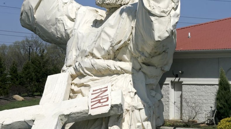 The "King of Kings" statue, also known as "Touchdown Jesus."