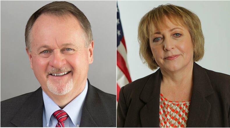 Dick Gould (left) and Susan Lopez, candidates for Greene County Commissioner in the November 2018 election.
