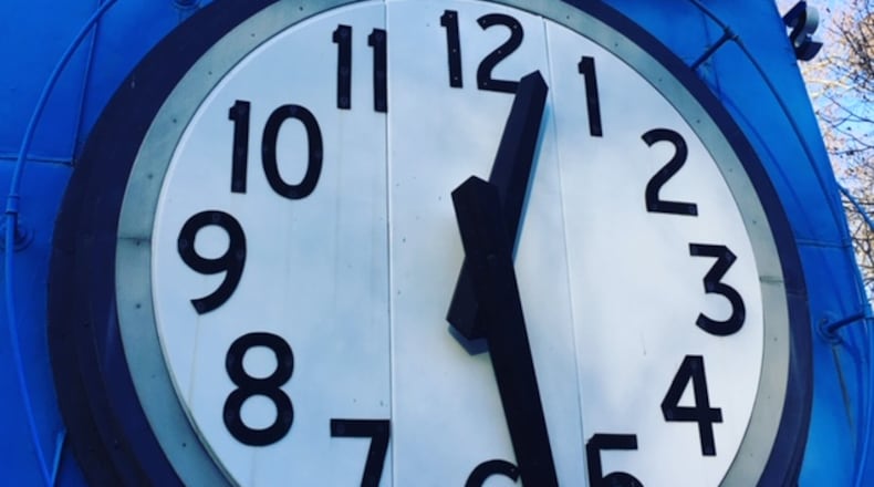 The former Callahan clock, as its soon-to-be-former resting place at Carillon Park. THOMAS GNAU/STAFF