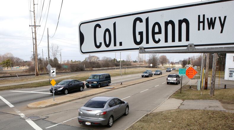 The city of Fairborn is considering installing a roundabout at the Kauffman Avenue/Colonel Glenn Highway intersection. TY GREENLEES / STAFF