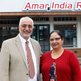 The owner of Amar India Restaurant, Surjit Singh Mattu with his wife, Jatinder K. Mattu. There are three of the restaurants in the Dayton area. MARSHALL GORBY\STAFF