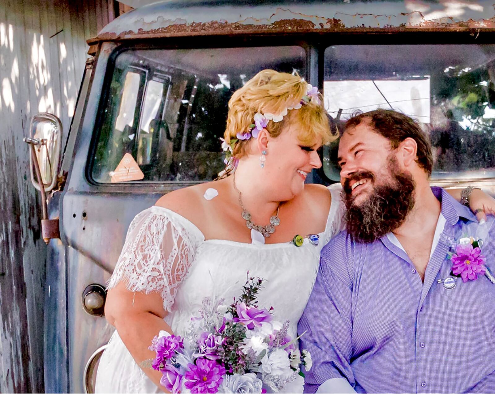 Heather and Bob Butler enjoy their wedding day in July 2022.