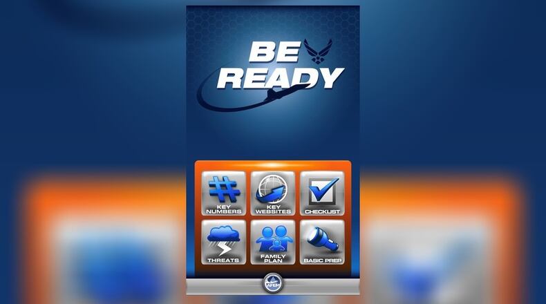 The “Air Force Be Ready” app features a main menu that includes: emergency phone numbers, websites, a storm preparation checklist, potential storm threats, a customizable family plan and basic preparation suggestions. The Air Force Be Ready awareness campaign was launched by AFCEC in July 2011, which would eventually lead to the now Air Force Be Ready mobile app and has been lauded by the Air Force community for its in-depth preparation guides and wide variety of critical information. (U.S. Air Force graphic by David Ford)
