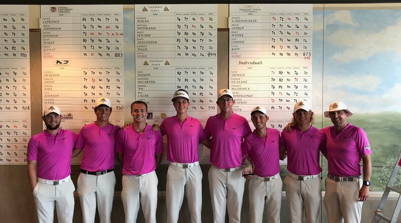 The Wright State golf team finished runner-up in the Valparaiso Crusader Collegiate last month. CONTRIBUTED