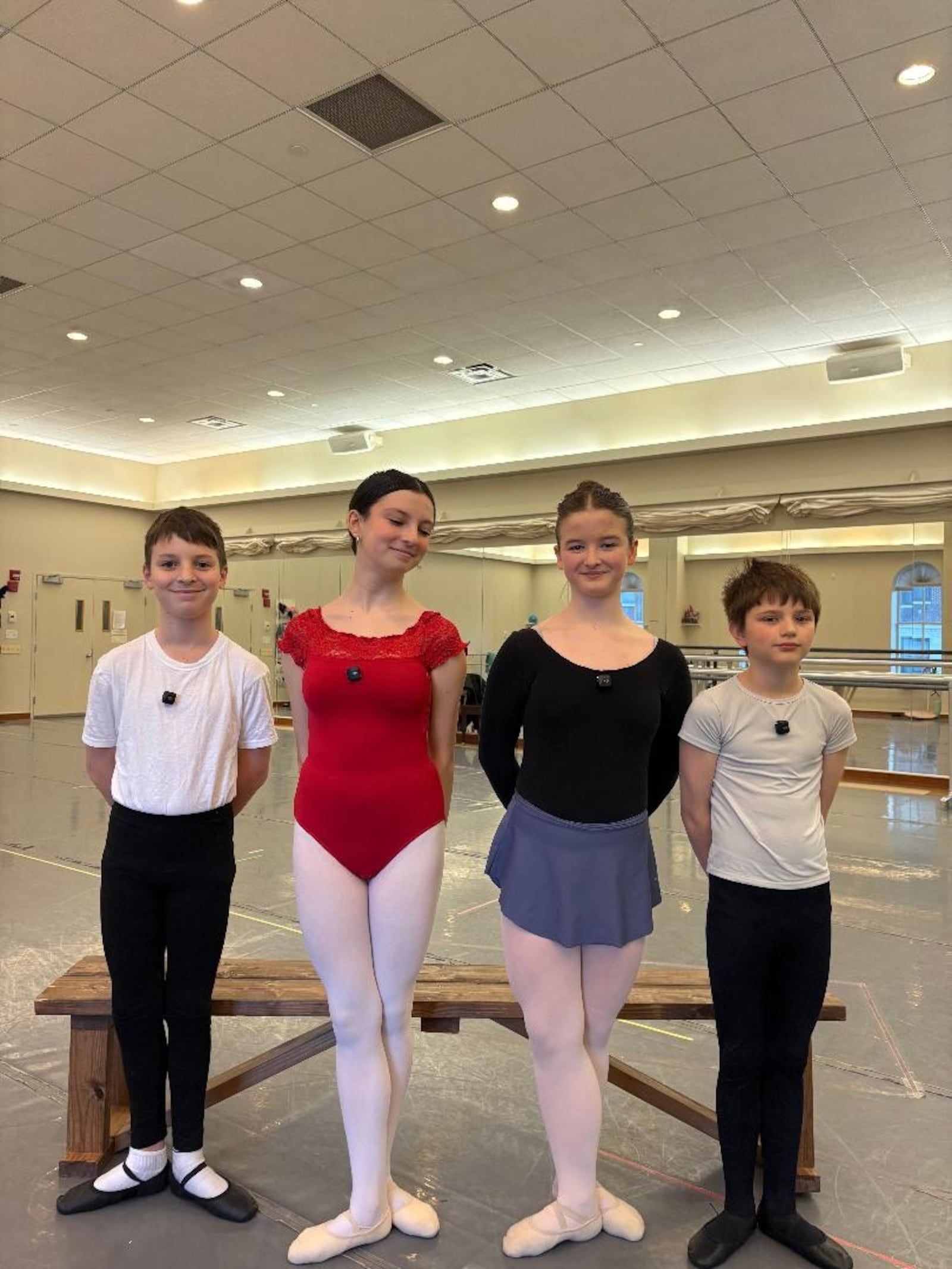 Left to right: Ben Forney (Fritz), Elaine Gottesaman (Clara), Amy Grennek (Clara) and Jack Colbert (Fritz) will be featured in Dayton Ballet's 2025 production of "The Nutcracker." Photo by Russell Florence Jr.