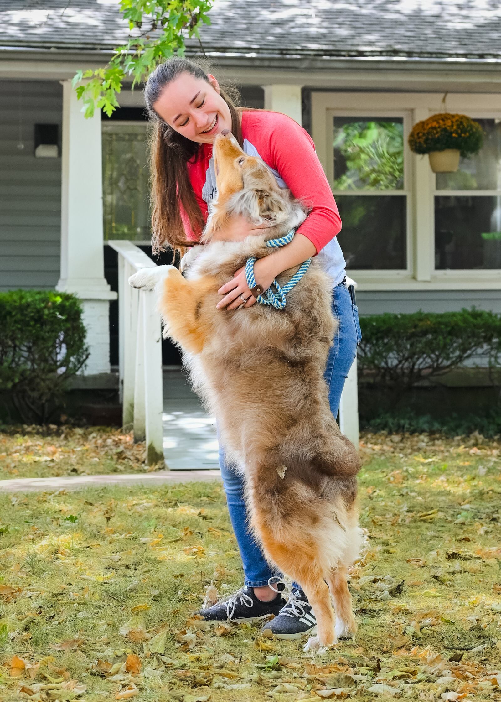 Wessendarp with Cooper, one of the dogs she trained as a puppy.