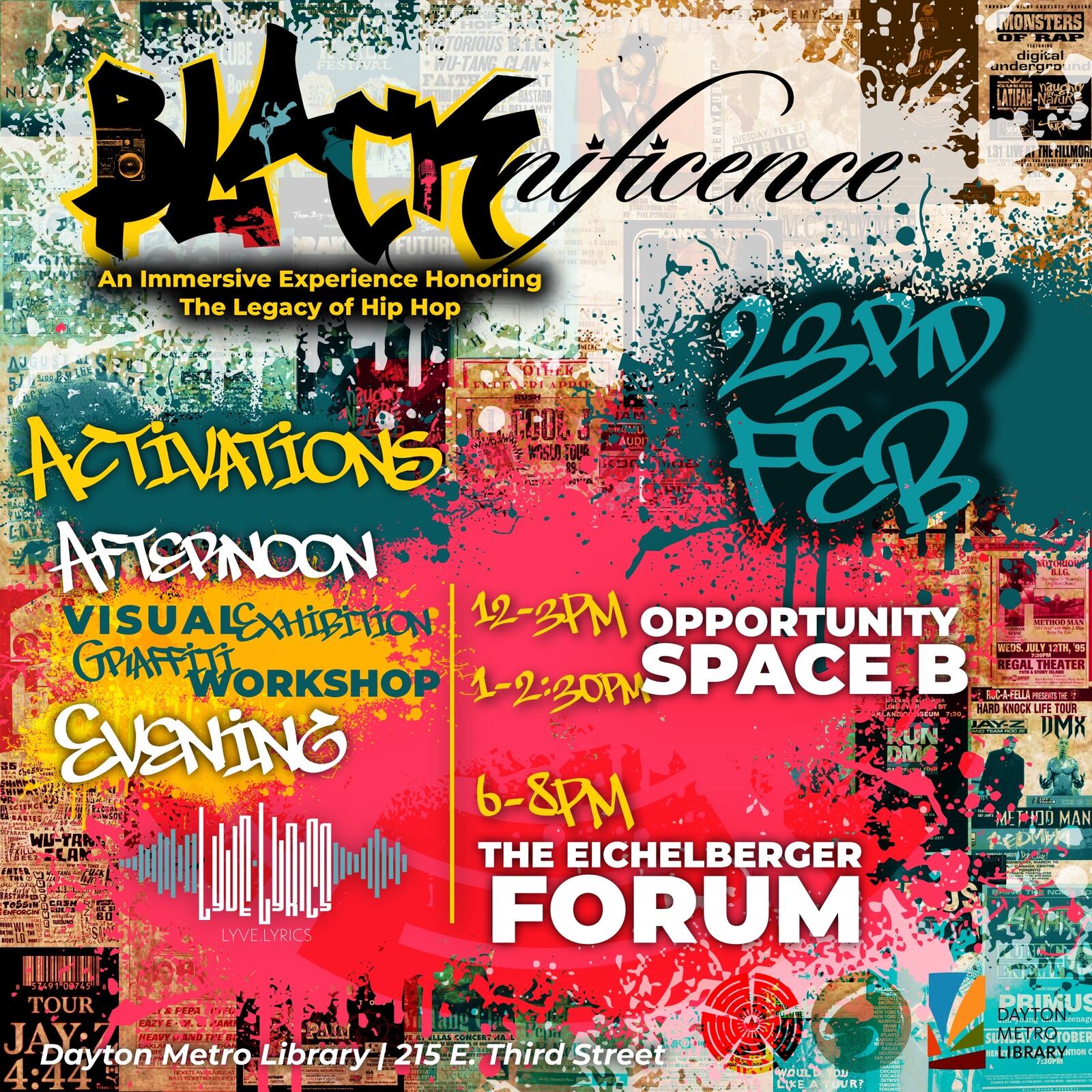 Scripted in Black, a Dayton-based, multidisciplinary arts collective, is celebrating the 50th anniversary of hip hop at Dayton Metro Library on Feb. 23. CONTRIBUTED