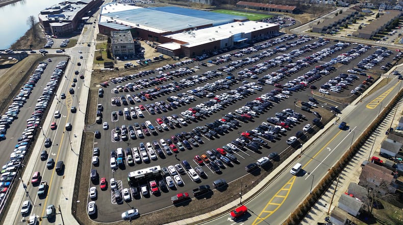 The first large tournament at Spooky Nook Sports at Champion Mill on B Street in Hamilton drew 15,000 people for volleyball Feb. 11, 2023. NICK GRAHAM/STAFF