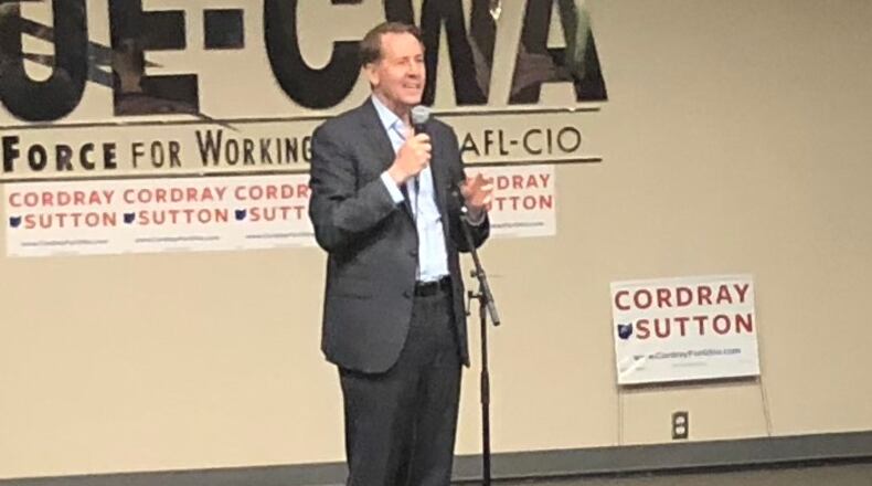 Richard Cordray in Dayton Monday night. Photo by Cornelius Frolik