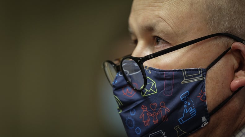 Commissioner Jeff Cooper of Public Health - Dayton & Montgomery County speaks during an Oct. 15, 2020, news conference. JIM NOELKER/STAFF