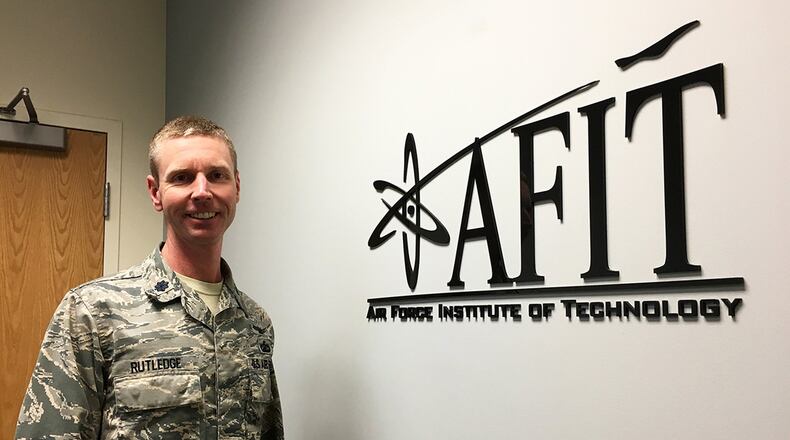 Lt. Col. James Rutledge has been selected as the Air Force Institute of Technology’s Graduate School of Engineering and Management’s first permanent senior military faculty member. (U.S. Air Force photo/Katie Scott)