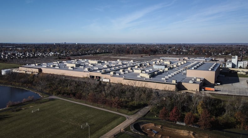 Tenneco on Woodman Drive in Kettering intends to close its auto parts plant before 2024. The facility sits adjacent to Delco Park (foreground) and employs more than 600 workers. JIM NOELKER/STAFF