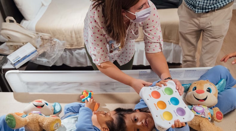 Pedro and Augusto, conjoined twins who came to Dayton Children’s in July 2021 from Guatemala joined at the top of the head with a 90 degree turn, classified as craniopagus O’Connell class III. COURTESY OF DAYTON CHILDREN'S