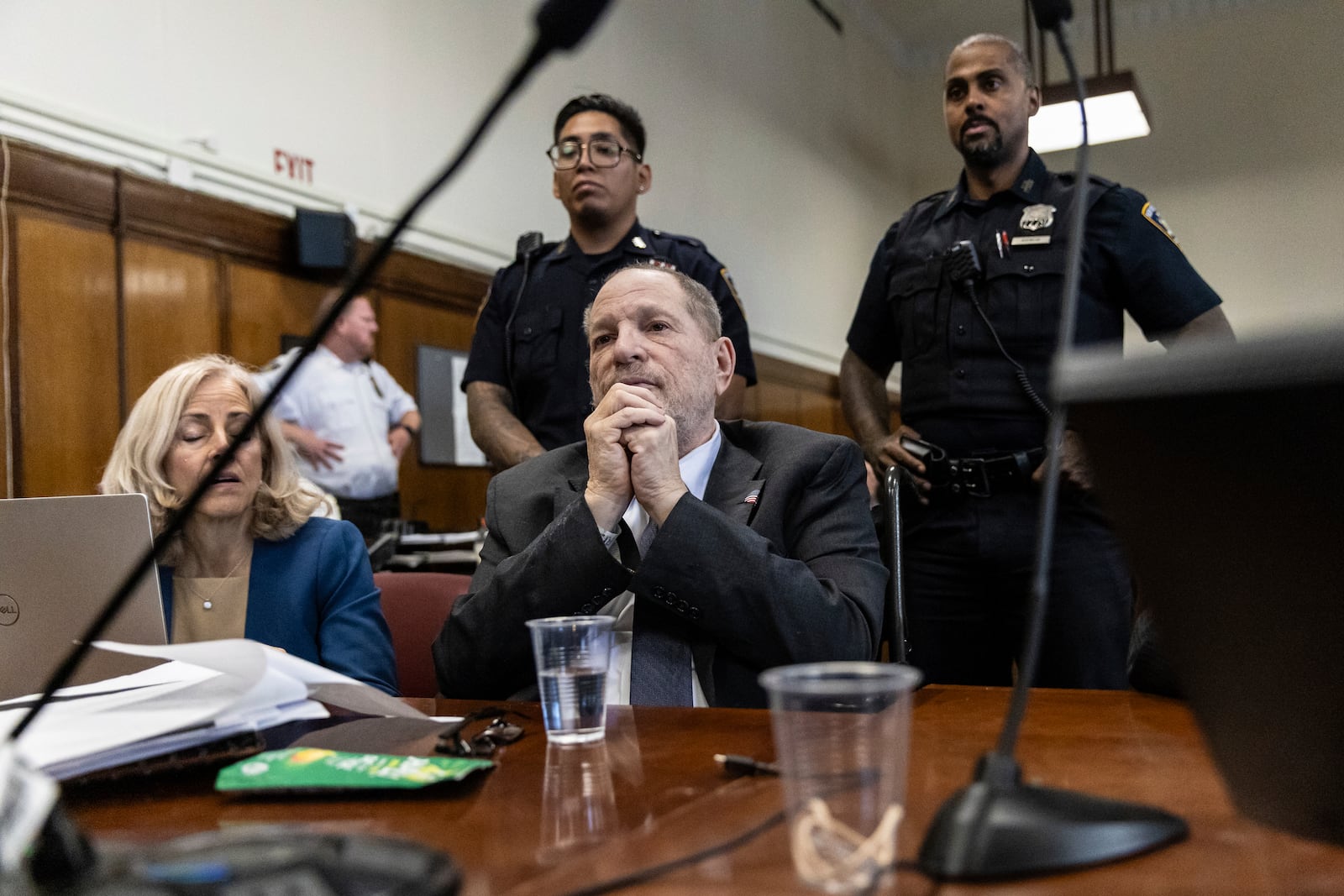 Harvey Weinstein appears for his retrial in Manhattan Criminal Court, Monday, May 19, 2025, in New York. (AP Photo/Stefan Jeremiah, Pool)