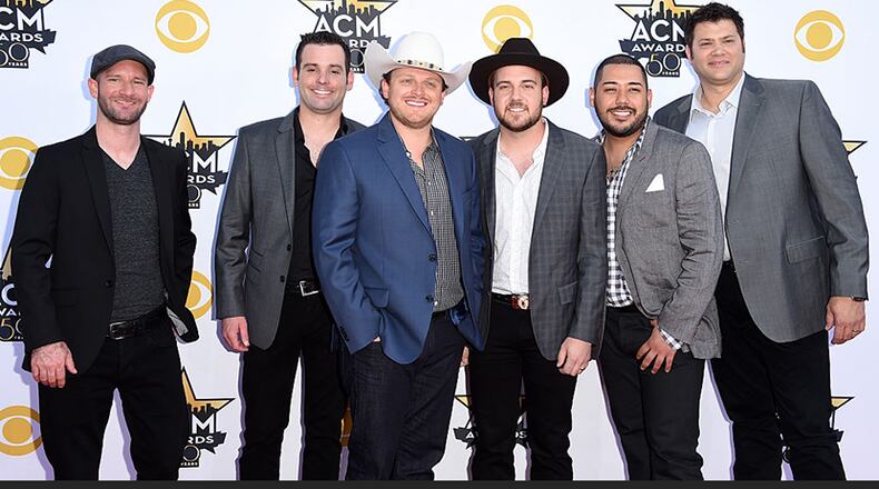 ARLINGTON, TX - APRIL 19: (L-R) Musicians Austin Davis, Caleb Keeter, Josh Abbott, Preston Wait, Edward Villanueva and James Hertless of the Josh Abbott Band attend the 50th Academy of Country Music Awards at AT&T Stadium on April 19, 2015 in Arlington, Texas. (Photo by Jason Merritt/Getty Images)