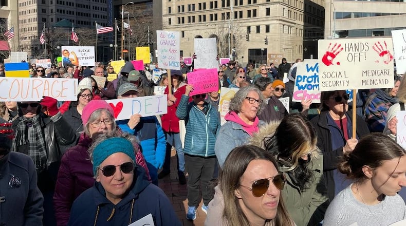 A rally was held at Courthouse Square Saturday, March 8 in celebration of International Women's Day. Photo by Russell Florence Jr.