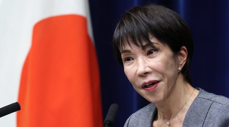 FILE - Japan's Prime Minister Sanae Takaichi speaks during a news conference at the prime minister's office in Tokyo, Japan, Dec. 17, 2025. (Kiyoshi Ota/Pool Photo via AP, File)