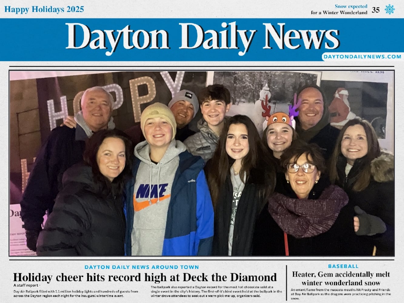 "Front Page News" photo booth photos from Deck the Diamond