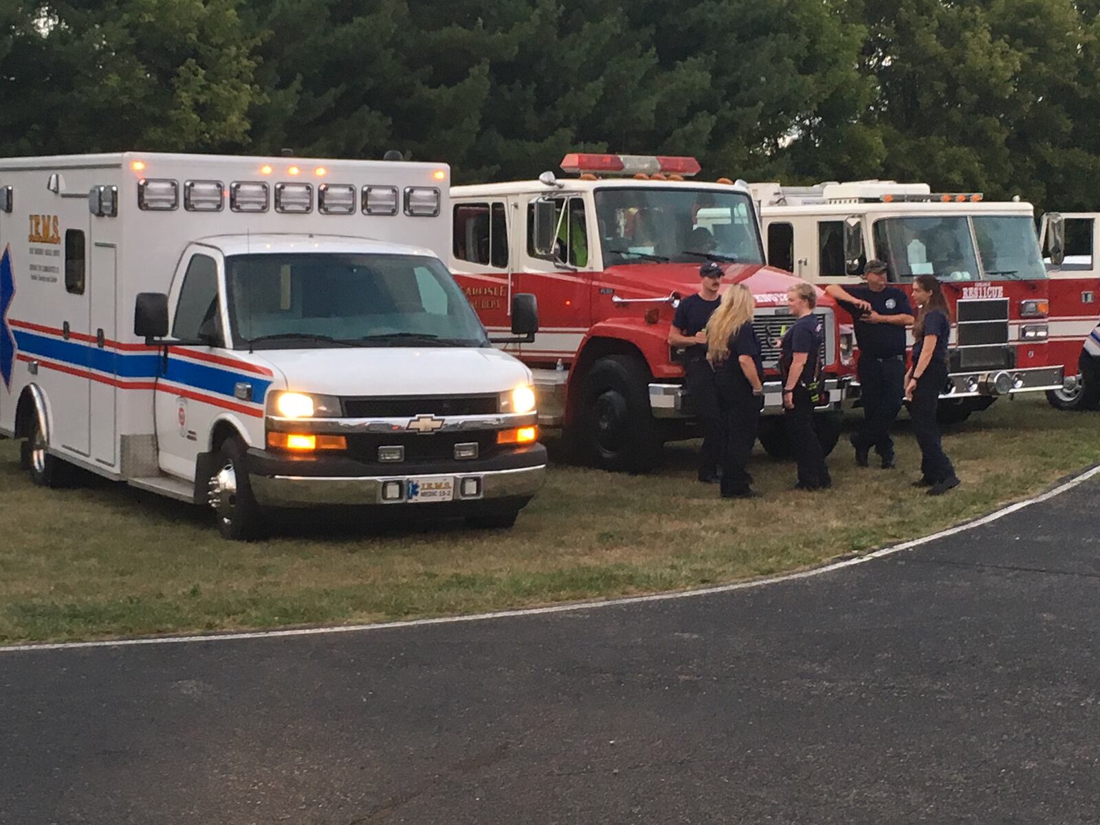Carlisle fire trucks and a Joint Emergency Medical Services medic unit were on display during the 2019 National Night Out at Carlisle’s Roscoe Roof Park on Tuesday. ED RICHTER/STAFF