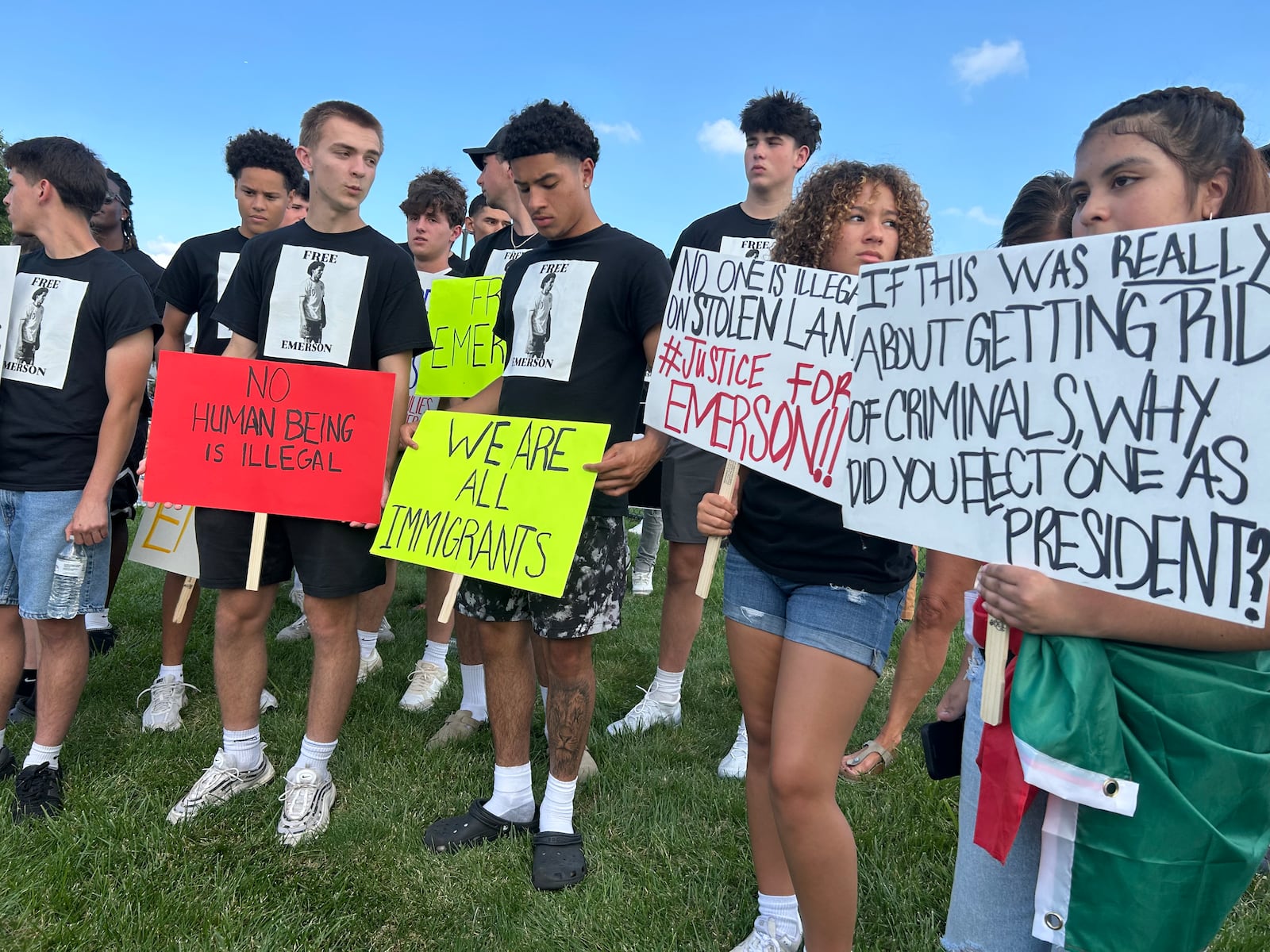 Some members of the Cincy Galaxy soccer team attended a Sunday night rally outside the Butler County Jail. Their teammate, Emerson Colindres, a native of Honduras, recently was arrested by ICE officials. RICK McCRABB/CONTRIBUTOR