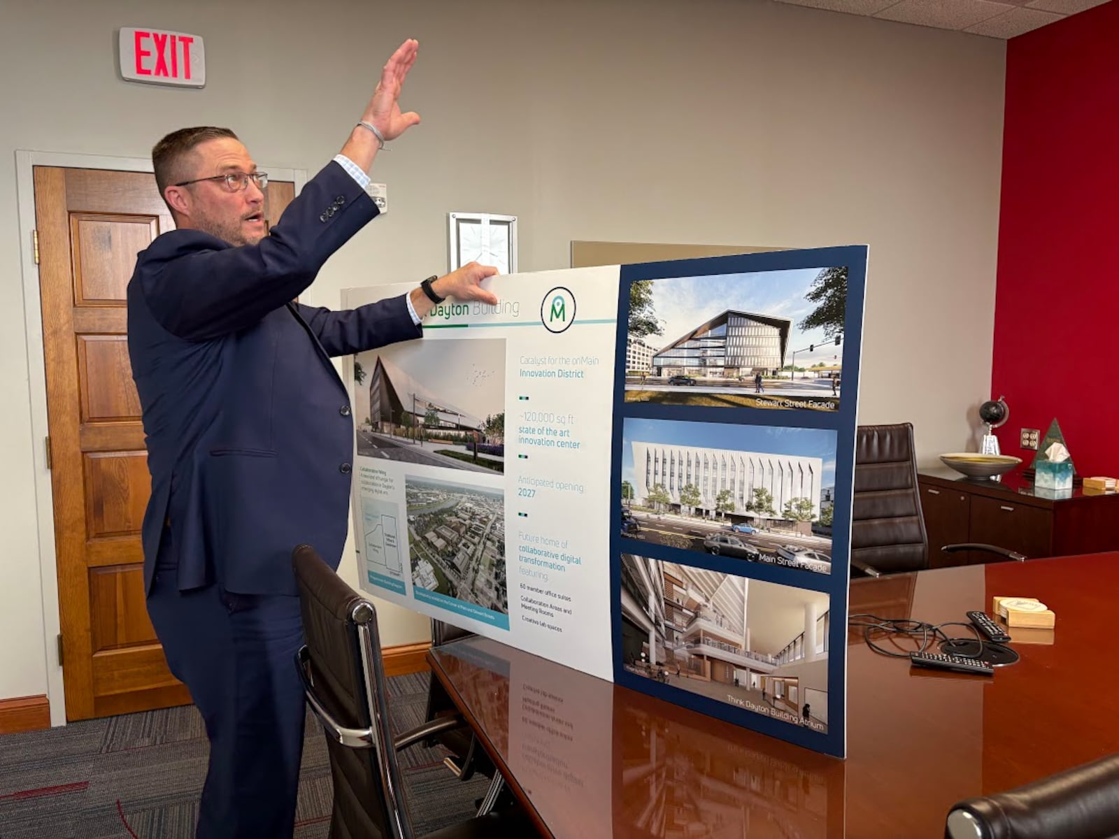 Brian Heitkamp, CEO of onMain and a University of Dayton assistant vice president, talks about the long-term vision for the onMain development Thursday Feb. 12, 2026. THOMAS GNAU/STAFF