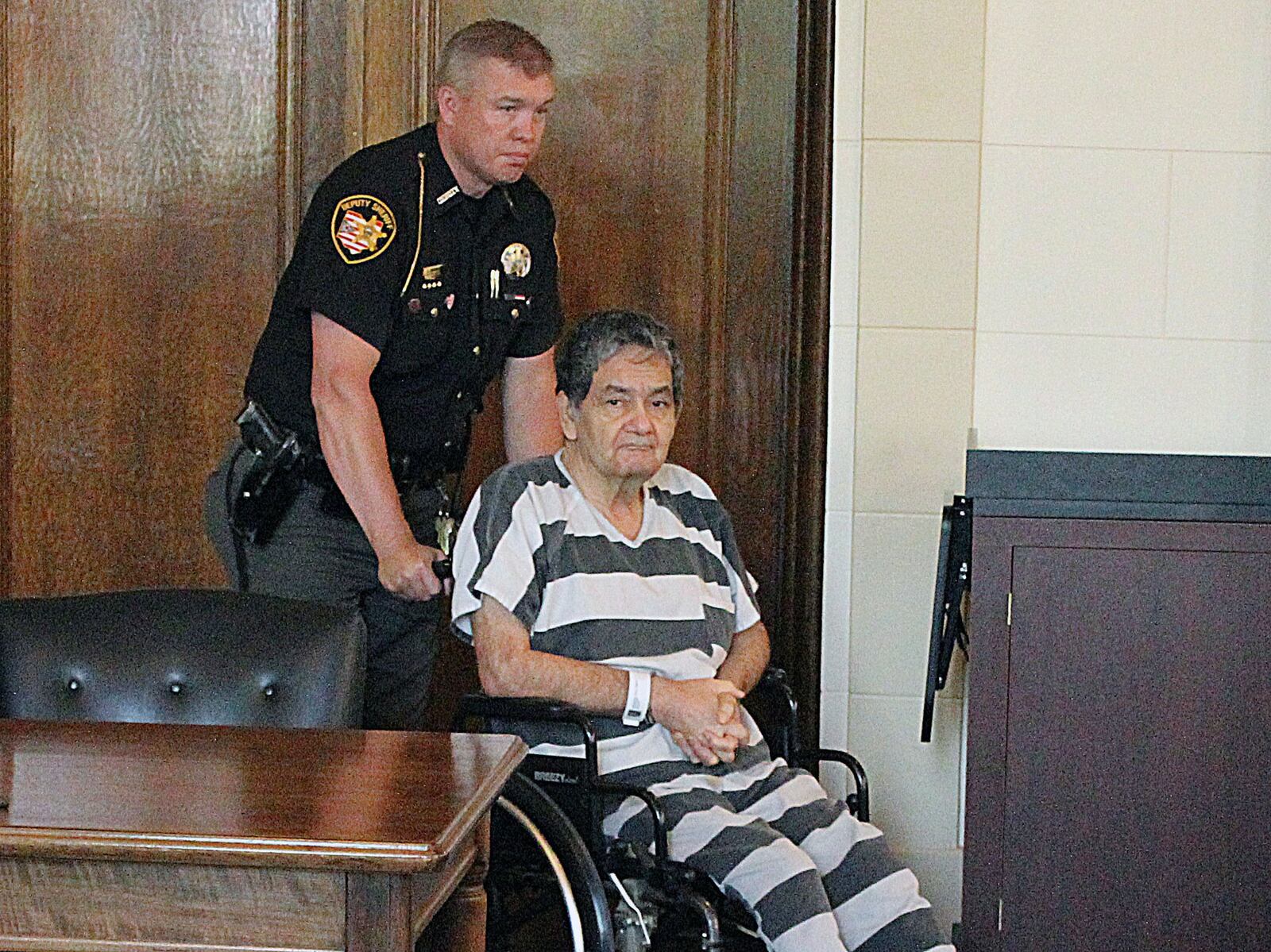 Edgar Francis Barrientos is wheeled into Clark County Common Pleas Court for his sentencing. JEFF GUERINI/STAFF