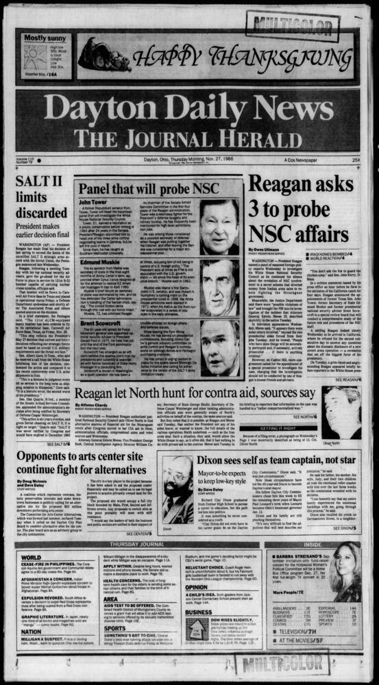 Thanksgiving Day front pages from the Dayton Daily News archives
