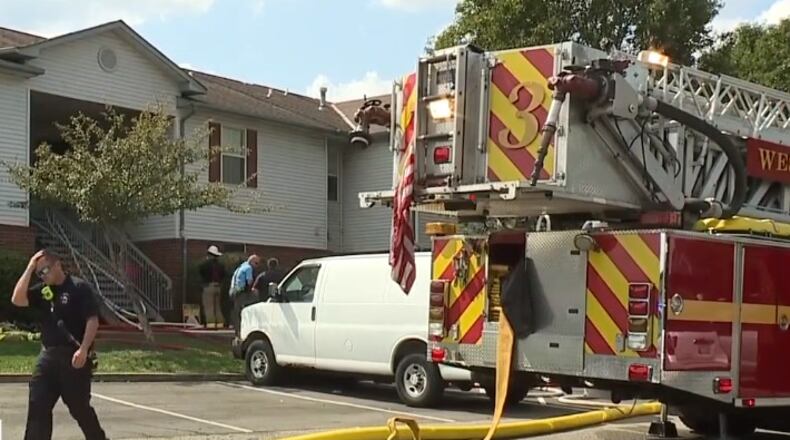 A fire broke out Sept. 22, 2022 in an apartment at the Meadow Ridge complex, 5259 Aster Park Drive. Four children were rescued and required life-saving measures and two of the children were pronounced dead four days later. WCPO/CONTRIBUTED