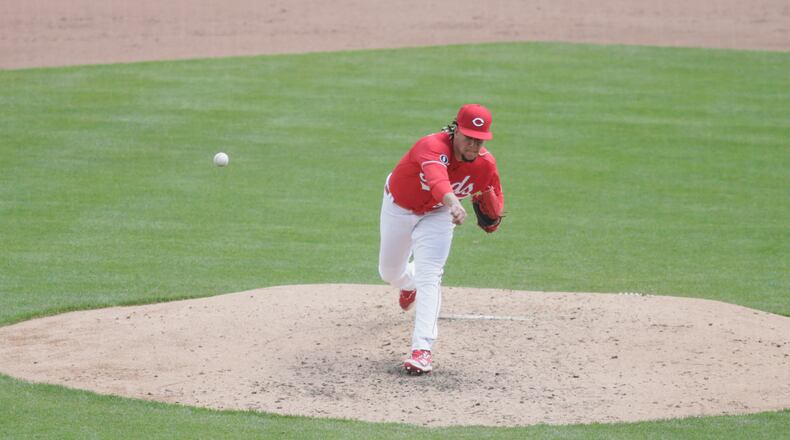 Reds starter Luis Castillo pitches against the Pirates on Wednesday, April 7, 2021, at Great American Ball Park in Cincinnati. David Jablonski/Staff