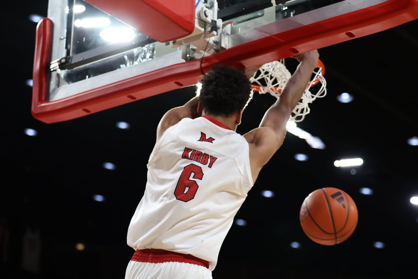 Miami’s Justin Kirby goes up for a dunk against Buffalo on Saturday at Millett Hall. ELIJAH COOK / CONTRIBUTED