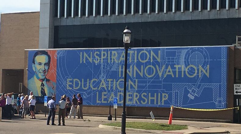 Drivers along Main Street are now greeted by a 60-foot by 18-foot mural of Perry Thatcher that hangs on the side of Cincinnati State Middletown. The mural was dedicated Wednesday morning.