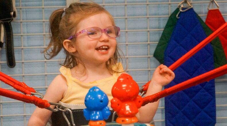 Violet Cates has made wonderful progress thanks to United Rehabilitation Services, Here, she is pictured in physical therapy.