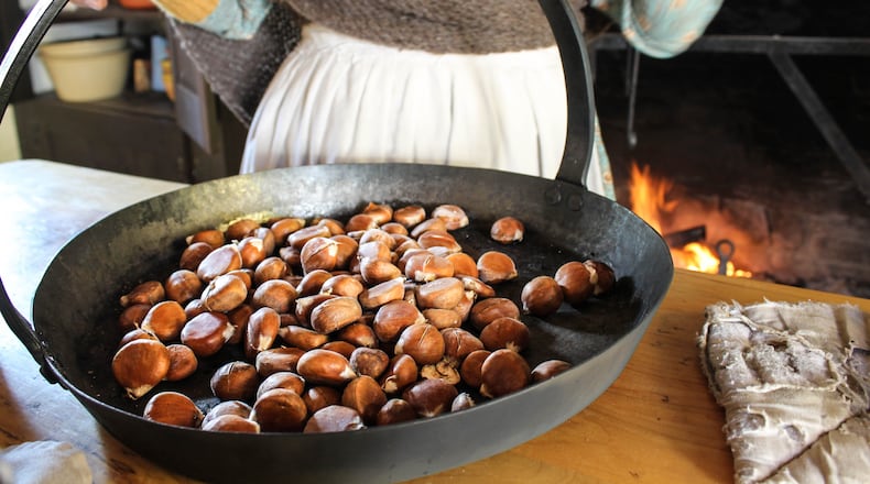 Chestnuts roasted ove an open hearth at A Carillon Christmas.